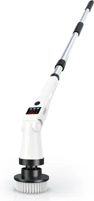 Obrázek produktu pro Elektrický čisticí kartáč s 8 vyměnitelnými hlavicemi, 3 rychlostmi, vodotěsný (IP65), s nastavitelnou rukojetí, vhodný pro koupelnu, kuchyň, dlaždice a další