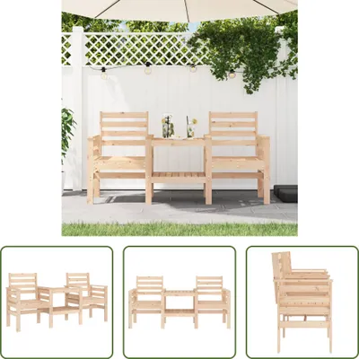 Produktbild von The Living Store Gartenbank mit Tisch 2-Sitzer Massivholz Kiefer