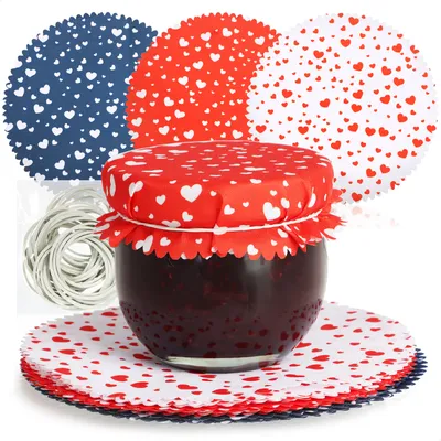 Produktbild von com-four® 30x Schmuckdeckchen für Einmachgläser - Marmeladen-Deckchen mit Gummis