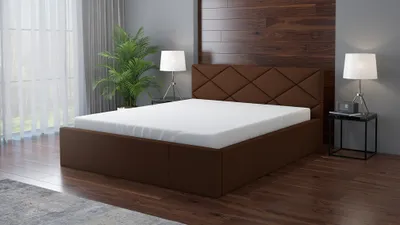 Produktbild von Polsterbett ALEXIS 120x200 mit Matratze und Bettkasten. Farbe: Braun.