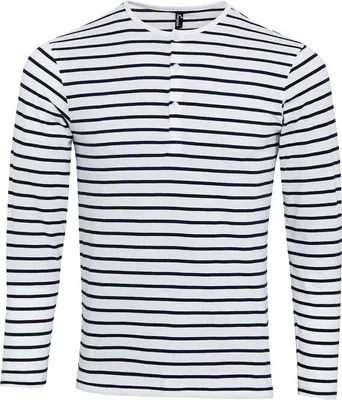 Produktbild von Premier - "Long John" T-Shirt für Herren Krempelärmel PC5584 (M) (Weiß/Marineblau)