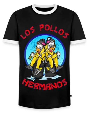 Produktbild von Spreadshirt Breaking Bad Los Pollos Hermanos White Pinkman Männer Kontrast T-Shirt, M, Schwarz/Weiß