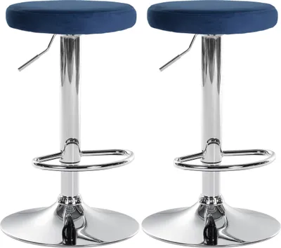 Produktbild von 2er Set Barhocker Ponte Samt chrom - blau