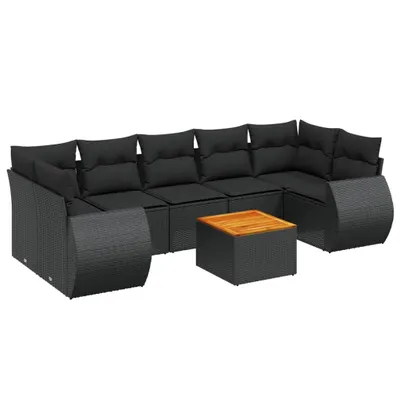 Produktbild von vidaXL 8-tlg. Garten-Sofagarnitur mit Kissen Schwarz Poly Rattan