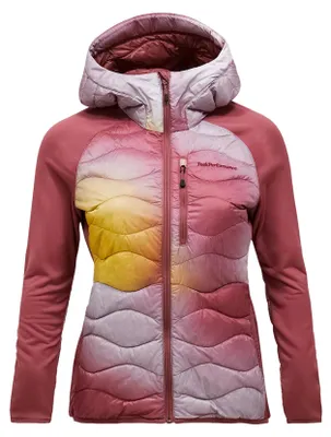 Obrázok produktu pre PEAK PERFORMANCE Helium AOP Down Hybrid Hood, dámska bunda, vzor AOP/Canary Lime, veľkosť M