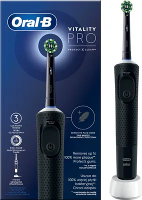 Zdjęcie produktu dla Oral-B Vitality Pro, Dorosły, Obrotowo-pulsacyjna szczoteczka do zębów, Codzienna pielęgnacja, Delikatny, Super sensitive, Czarny, 2 min, Bateria
