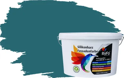 Produktbild von RyFo Colors Silikonharz Fassadenfarbe Lotuseffekt Trend Niagaragrün 10l - bunte Fassadenfarbe, weitere Grün Farbtöne und Größen erhältlich, Deckkraft Klasse 1