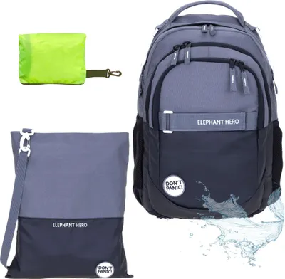 Produktbild von Schulrucksack 3 Teile Set Jungen ab 3. Klasse Tasche Mappe Schultasche Rucksack + Turnbeutel Attach Bag + Regenhülle 13047 CB Schwarz Anthrazit rtp