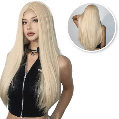Produktbild von SassyGoods Blonde Perücke - Perücken Damen Langes Haar - Perücke - Inkl. Haarnetz - Gerade - Haare Frauen - Blond - 65 cm