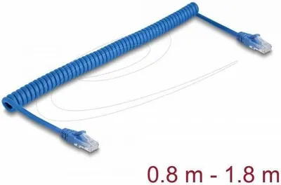 Produktbild von DELOCK RJ45 Spiralkabel Stecker zu Stecker Cat.6 UTP 0,8 m