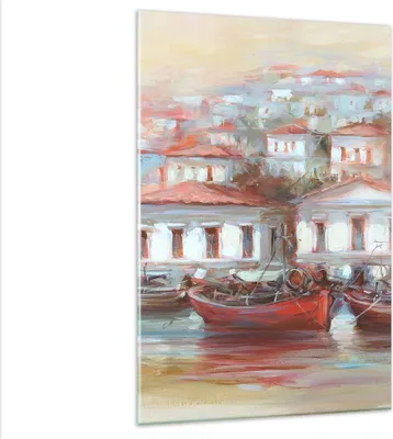 Produktbild von Bilder auf glas - Einteilig - Bild Segelboot Hafen - 80x120cm - Glasbilder - Wandbilder - Bilder - zum Aufhängen bereit - Wanddekoration aus Glas - Glas Bilder - Wandbild auf Glas - GPA80x120-4937