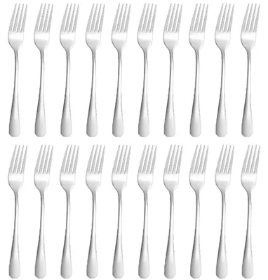 18-teiliges Edelstahl-Gabel-Set, spiegelpoliert, 19 cm