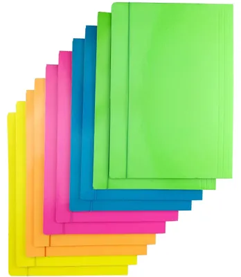 Obrázok produktu pre D.RECT 10 kusov (2 kusy na farbu 5x2) FLUO Kartónový zakladač Baliaci zakladač S gumičkou Na A4 3 chlopne 350 g, voľne položené listy Rôzne farby