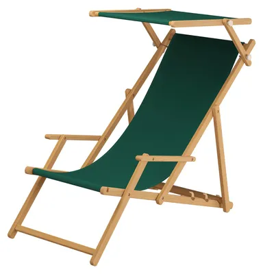 Produktbild von Holz-Liegestuhl, Gartenliege mit viel Zubehör nach Wahl Stofffarbe grün V-10-304NSonnendach