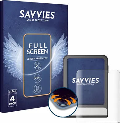 Produktbild von 4x Savvies Fullscreen Schutzfolie für Ledger Flex Displayschutz Folie Fullcover Klar Transparent