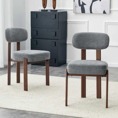Produktbild von 2er Set Esszimmerstühle Leinen gepolstert Retro Modern Küchenstuhl Landhausstil