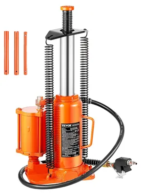 Imagen del producto de Elevador hidráulico neumático VEVOR con capacidad de 12 toneladas y rango de elevación de 265–505 mm, neumático/manual, elevador de varilla soldada con bomba, para reparación de SUV, camionetas, camiones y automóviles, color naranja