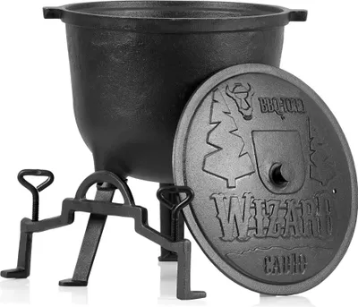 Produktbild von BBQ-Toro Zauberkessel "Wizard", 10 Liter, Gusseisen Kochtopf mit drei Beinen, Deckel und Bügel
