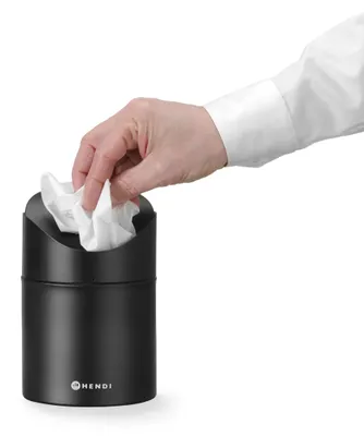 Produktbild von HENDI Tischabfalleimer, Schwingdeckel, 1,2L, Metall, schwarz