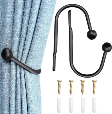 Produktbild von Metallene Gardinenhalter 2 Stück - Dekorative Wandmontagehaken für Schlafzimmer, Wohnzimmer und mehr