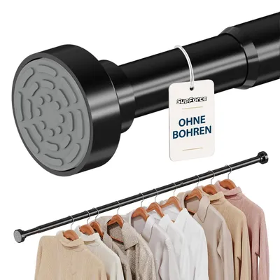 Kleiderstange ohne Bohren, verstellbar 43-97 cm, Schwarz
