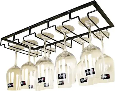 Produktbild von Hängendes Weinglasregal – Schwarz – 22,5 x 50 cm – Eisen – 5 Reihen – Industriestil