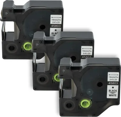 Produktbild von vhbw 3x Schriftband-Kassette Ersatz für Dymo 45803, D1, S0720830 für Etiketten-Drucker 7m x 19mm Schwarz auf Weiß