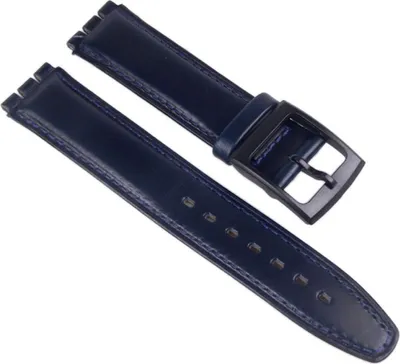 Produktbild von Minott Uhrenarmband Leder Nachtblau 17mm passend zu Swatch Uhren