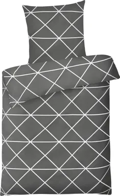 Produktbild von Renforce Bettwäsche 135x200 Anthrazit Rauten