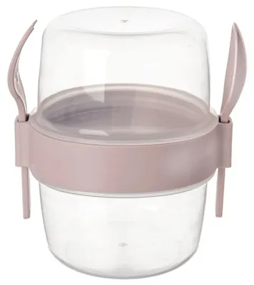 Zdjęcie produktu dla Pojemnik na jogurt z łyżeczką - lunchbox - 370 ml - plastik