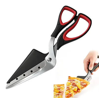 Pizzaschere 2-in-1, Edelstahl, 27 cm, schwarz-rot, spülmaschinengeeignet