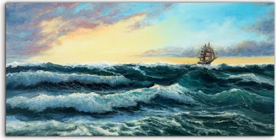 Produktbild von Coloray - Glasbild - 100x50 cm - Wandbild - Glasbilder - Schiff im Ozean Natur Sturm Meerwasser