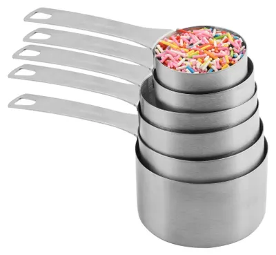 Image de Ensemble de 6 tasses doseuses en acier inoxydable pour la cuisine et la pâtisserie