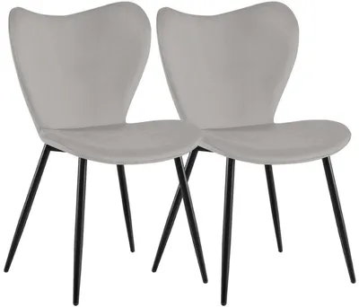 Productafbeelding van Eetkamerstoel Maika, grijs, met fluweelbekleding - 2 stuks