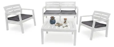 Immagine prodotto di Dmora set Salotto da Esterno Arti Bianco, 4 Posti Impermeabile, Idrorepellente, Lavabile  Italy