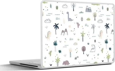 Produktbild von MuchoWow® Laptop Aufkleber Sticker Cover Dinosaurier - Bäume - Muster 25x18 cm - Laptop-Deko
