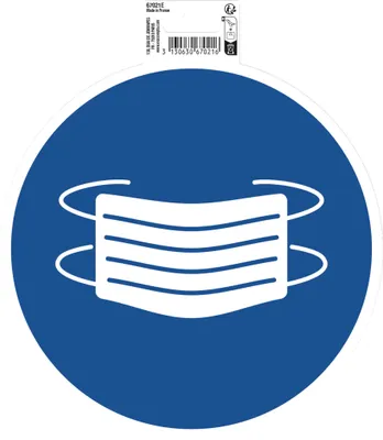 Produktbild von Exacompta Hinweisschild Maskenpflicht PVC selbstklebend 20 cm Blau 67021E