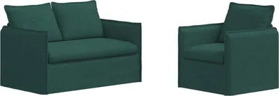 Obrázok produktu pre vidaXL Sada pohoviek, 2 ks, tmavozelená, 136 x 82 x 85 cm, látka