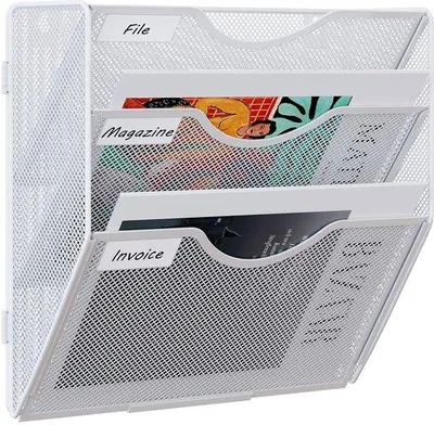 Produktbild von Metallischer A4-Dokumentenhalter, Wandhalter, Archivhalter, Dokumentenhalter, hängender Dokumentenorganizer, Flyerhalter, Broschürenverteiler, weiß