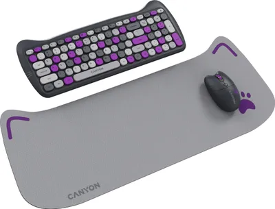 Produktbild von Canyon SET-W6, Kitty Edition, Kabellose kabellose Combo - Multimedia-Tastatur, SK/CZ + optische Maus bis 1600 dpi, lila