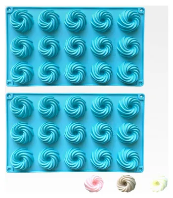 Produktbild von 2 Stück Silikon Spirale Gugelhupf Backform, Mini Gugelhupfform, Muffinform, 12er mit Antihaftbeschichtung