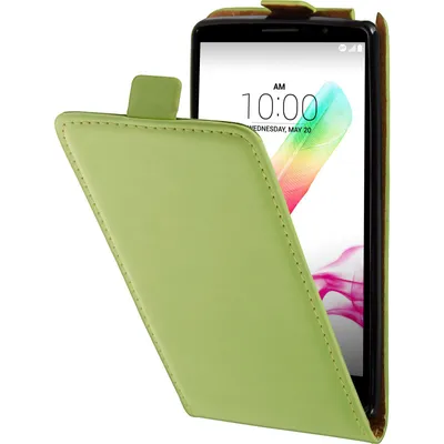 Produktbild von PhoneNatic Kunst-Lederhülle kompatibel mit LG G4 Stylus - Flip-Case grün + 2 Schutzfolien