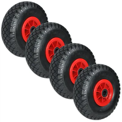 Produktbild von Sackkarrenrad Ersatzrad 3.00-4 PolyurethanVollgummi Reifen Gummirad pannensicher A-75 mm 4 Stück
