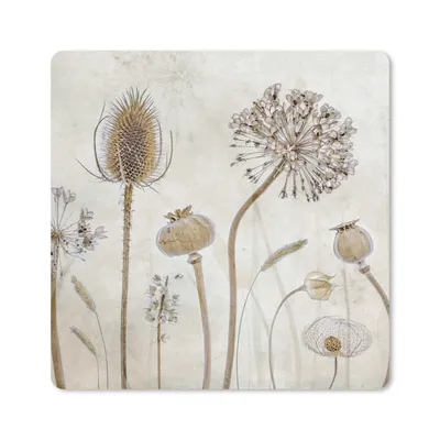 Produktbild von MuchoWow® Mauspad Mousepad Blumen - Aquarell - Stilleben - Braun - Vintage 30x30 cm - Mousepads - Maus Mat - Pad - Mausunterlage - Gaming