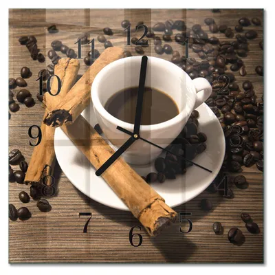 Produktbild von Tulup Glasuhr Wanduhr Küchenuhr Echt-Glas 30x30 cm Modern Dekorativ Geräuschlos Schwarzen Zeigern - Zimtkaffee