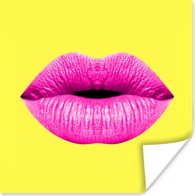 Produktbild von MuchoWow® Poster Lippen - Rosa - Gelb 50x50 cm - Wohnzimmerdekoration