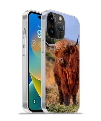Produktbild von MuchoWow® Handyhülle Schutzhülle Hülle für Apple iPhone 14 Pro - Softcase Schottische Highlander - Gras - Steine Silikon Softcase Handy Hülle - Umschlag
