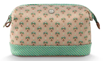 Image de Pip Studio trousse de toilette Cooper Cosmetic Purse Jaipur Flower Light Green taupe
