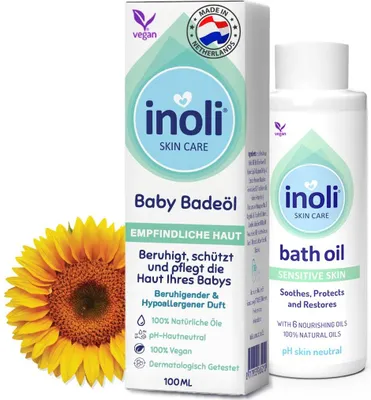 Produktbild von Inoli Babyöl für Bad - pH-hautneutraler - 6 natürlichen Ölen - 100 ml