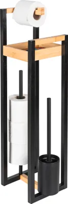 Produktbild von WENKO Braune Bambus Stand WC-Garnitur Braidi 26 x 75,5 x 20 cm